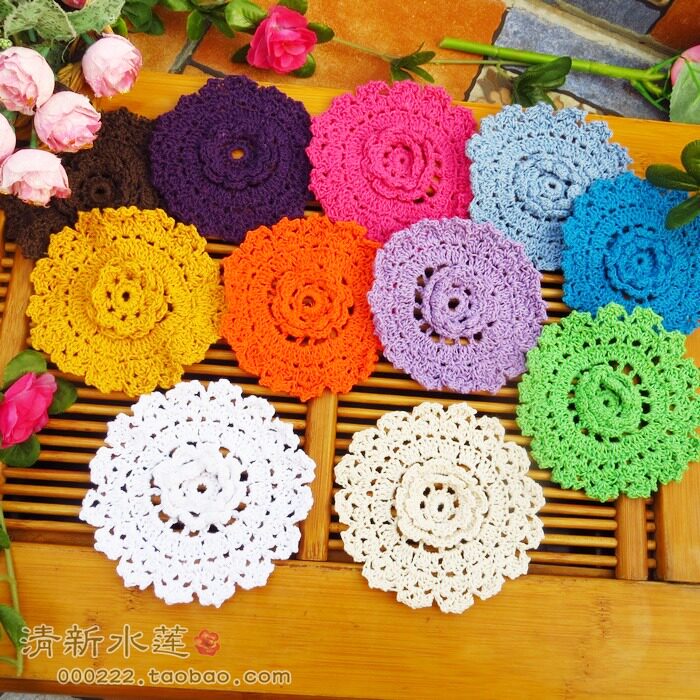 diy立体纯棉发饰花片手工钩针图片