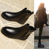 马丁靴女英伦风2025年冬季 春秋单靴 百搭加绒棉鞋 新款 短靴平底韩版