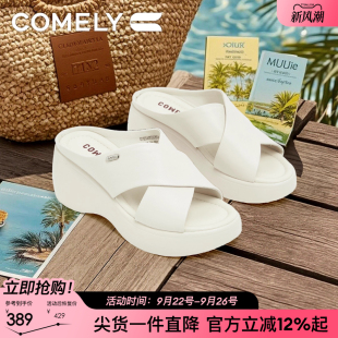 女2025年夏季 小个子商场同款 新款 松糕凉鞋 外穿时尚 康莉坡跟凉拖鞋