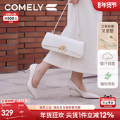 康莉单鞋 女真皮春季 新款 明星同款 细跟尖头高跟羊皮简约职业工作鞋