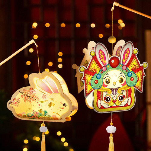 中秋节灯笼玉兔古风卡通发光手提