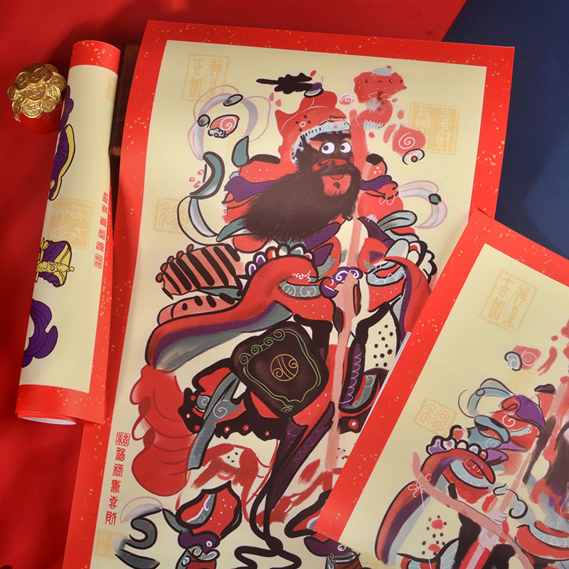门神门贴故宫复古杨柳清武将守门神将秦琼敬德秦叔宝尉迟恭年画