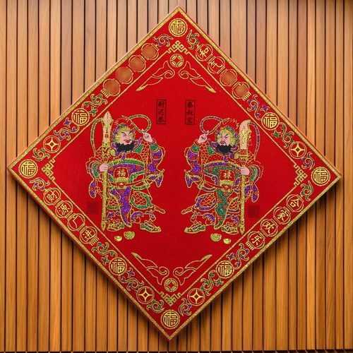 小门神单门绒布带背胶门神莹鑫