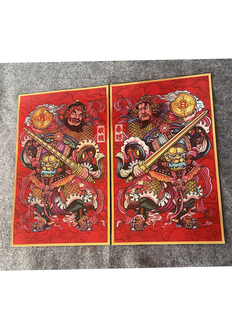金箔门神2026马新年春节年画立体浮雕防水门贴装饰秦叔尉迟恭