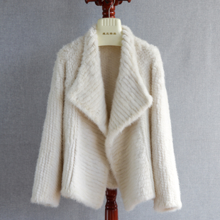 翻领开衫 时尚 水貂外套裘皮 进口水貂双面编织皮草外套年轻款 2025款