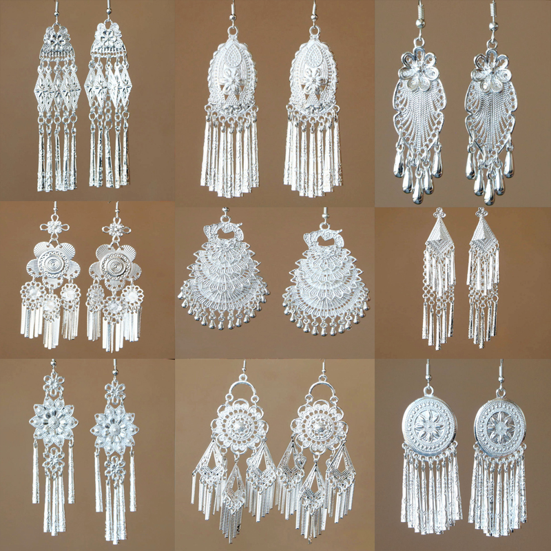 少数民族风复古长流苏夸张苗族手工银耳饰大气百搭耳坠气质耳环怎么看?