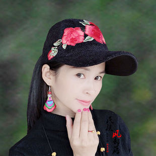 刺绣花帽子秋冬天潮网红毛绒保暖帽空顶棒球鸭舌帽针织帽毛线帽女