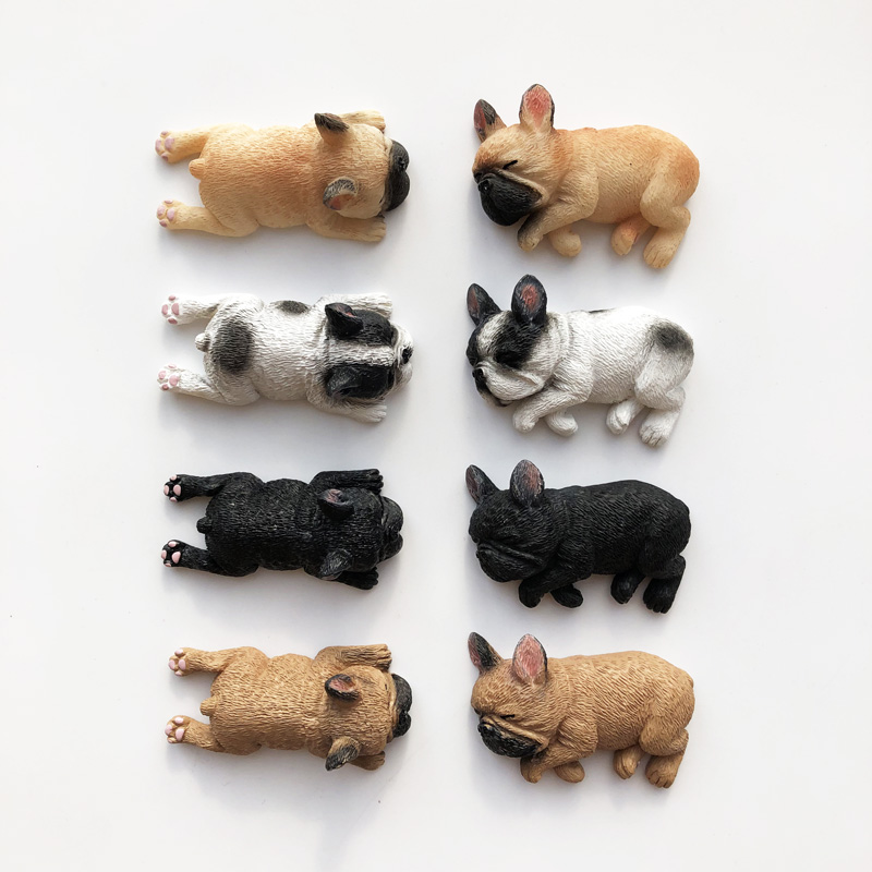 小法斗可爱宠物小狗法国斗牛犬磁铁立体树脂磁贴动物黑色