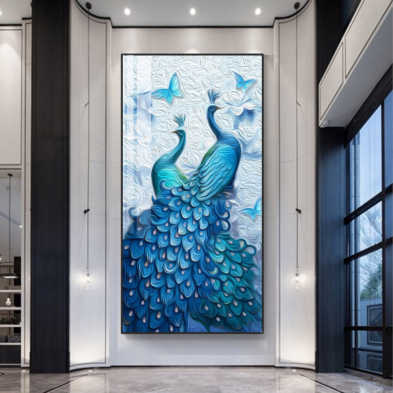 diy数字油彩画双 蓝孔雀童油画填色小尺寸治愈手工画画涂色画填充