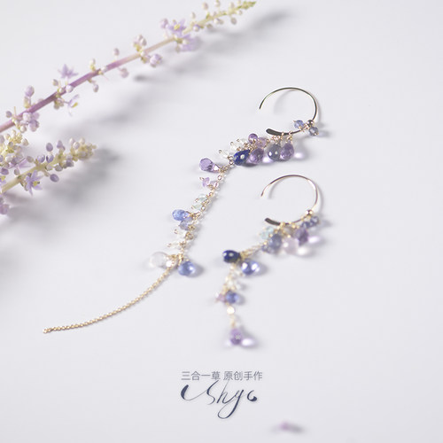 三合一草原创女不对称仙气耳环