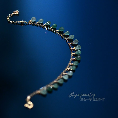 绿精灵三合一草天然绿草莓晶手链