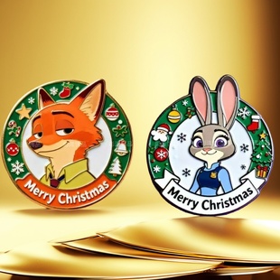 疯狂动物城2金属冰箱贴尼克朱迪胸针徽章动漫周边节日礼物