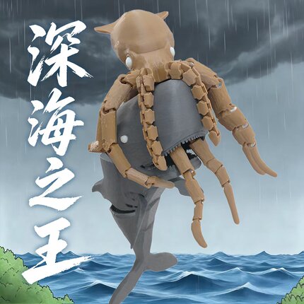 深海迷航抹香鲸大乌贼合体关节可动手办磁吸玩具手办模型