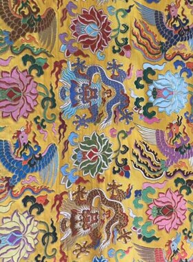 面料南京云锦礼服唐装旗袍黄色系列汉服演出服纯手工精品云锦布料