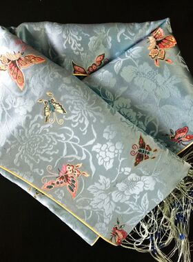 工艺品男士通用蓝色围巾现货
