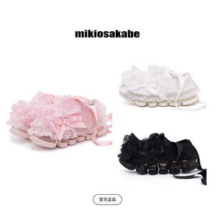 【蕾丝乐福6cm】mikiosakabe女蕾丝花园透气舒适厚底增高乐福鞋