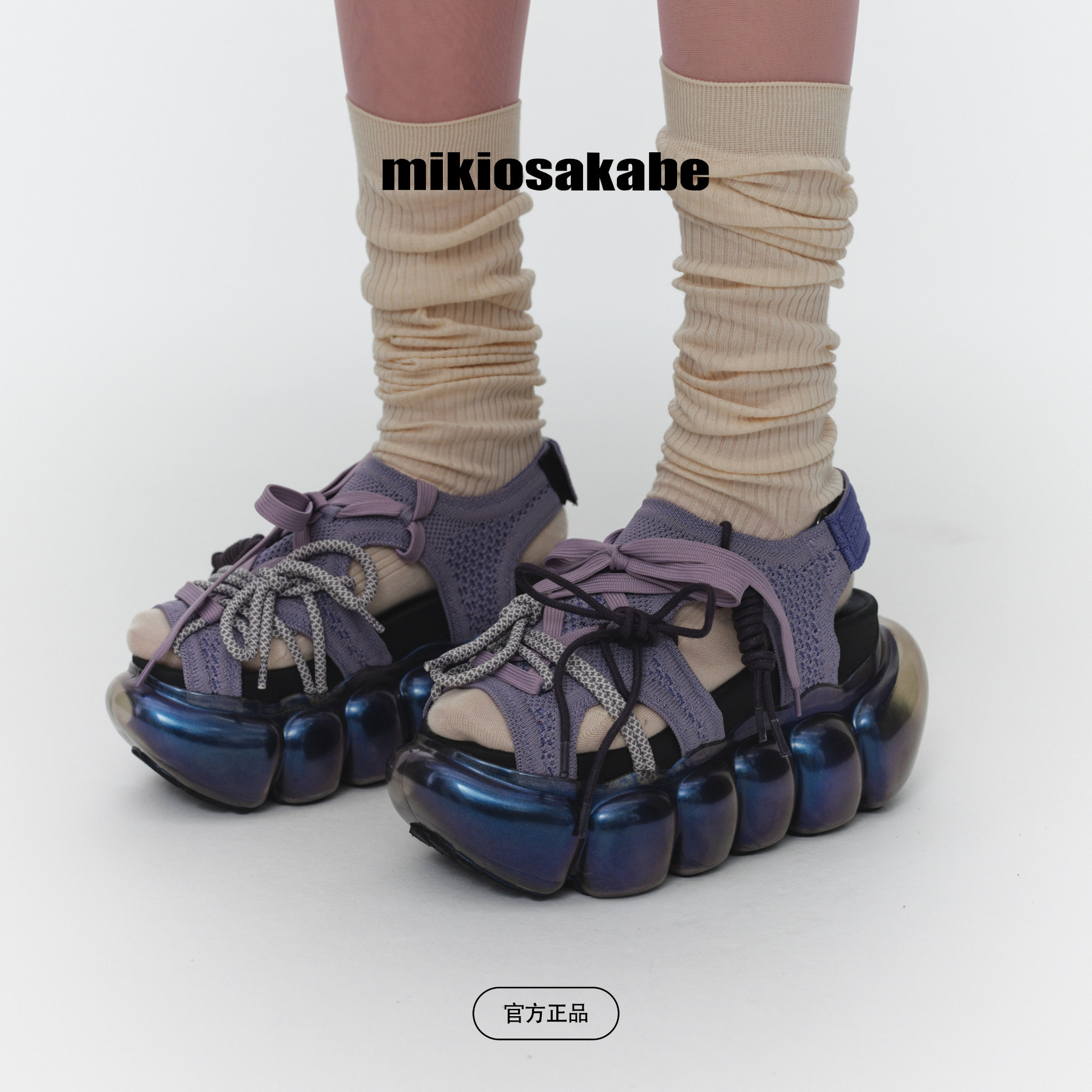 【新品9cm增高】mikiosakabe日本沙滩舒适老爹气泡厚底凉鞋Bubble