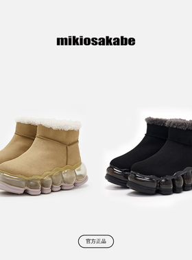 【冬季限定】MIKIOSAKABE毛绒烟囱管短翻边保暖女高跟厚底雪地靴