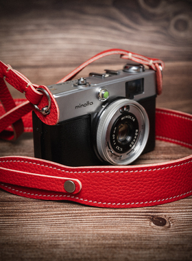 手工定制红色数码相机减压肩带头层牛皮微单背带真皮望远镜挂带