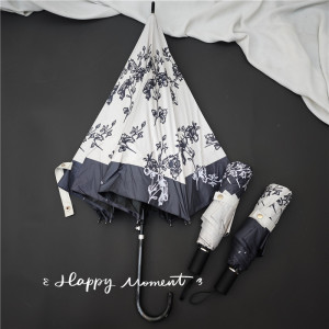 原创系高级感法式复古长柄伞自动加固结实抗风黑胶防晒晴雨两用女