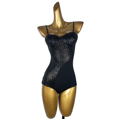 拉丁舞服女成人亮片吊带连体上衣