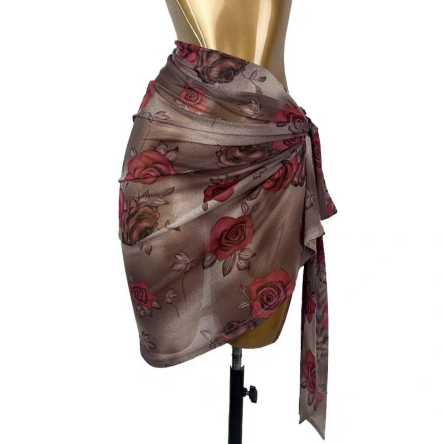 拉丁舞服臀巾女成人一片式网纱褶皱舞蹈练功半身裙三角巾围裙屁帘