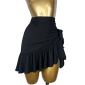 拉丁舞一片式 系带臀巾女成人荷叶边半身裙围裙屁帘跳舞蹈训练功服