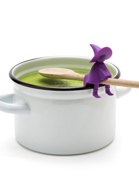 紫色巫师魔女汤勺夹鸡腿辣椒炖锅盖架抬高防溢器防止汤溢出PELEG