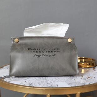 初见  北欧ins创意皮革纸巾抽纸盒家用客厅茶几车载纸巾袋抽纸套