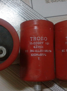 戴尔电容TROBO 进口红色电容 63v 15000uf 螺栓型电容 尺寸50*80