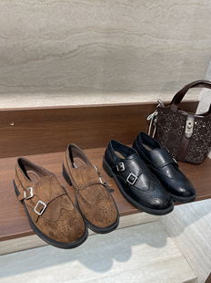 清仓百搭高复古英伦风小皮鞋 K边 雕花工艺搭扣乐福鞋 断码