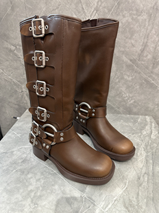 1.B22 新款 舒适平底马丁靴复古牛仔骑士长靴2738 休闲时尚 女秋季