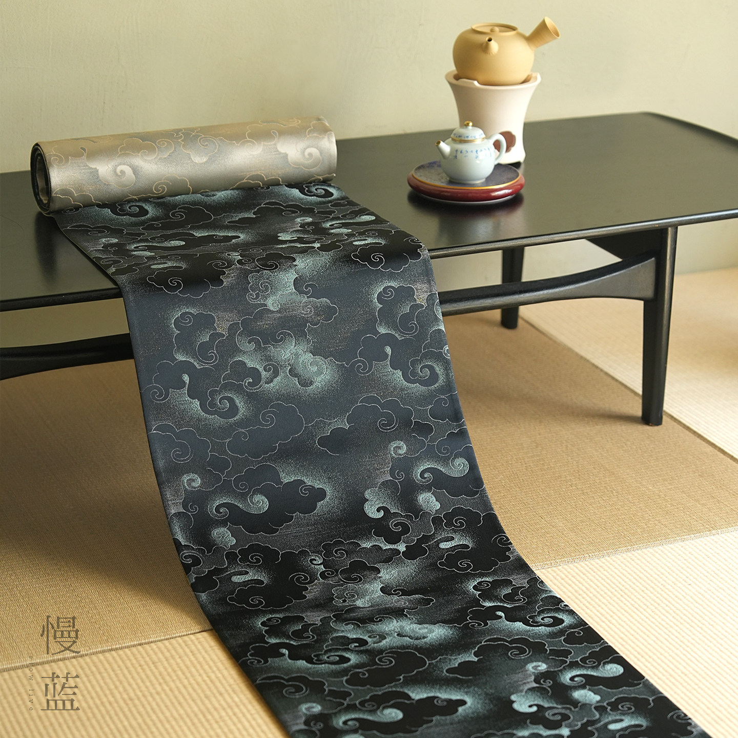 慢蓝|幽云境织锦长茶席双面提花高级感中式家用茶桌垫长款茶台布,居家布艺,茶席,淘宝优惠券,粉丝福利购,淘宝优惠卷