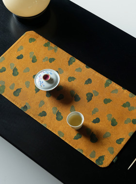 慢蓝 | 香云纱茶桌茶席垫子新中式复古家用双面席高档干泡席50*24