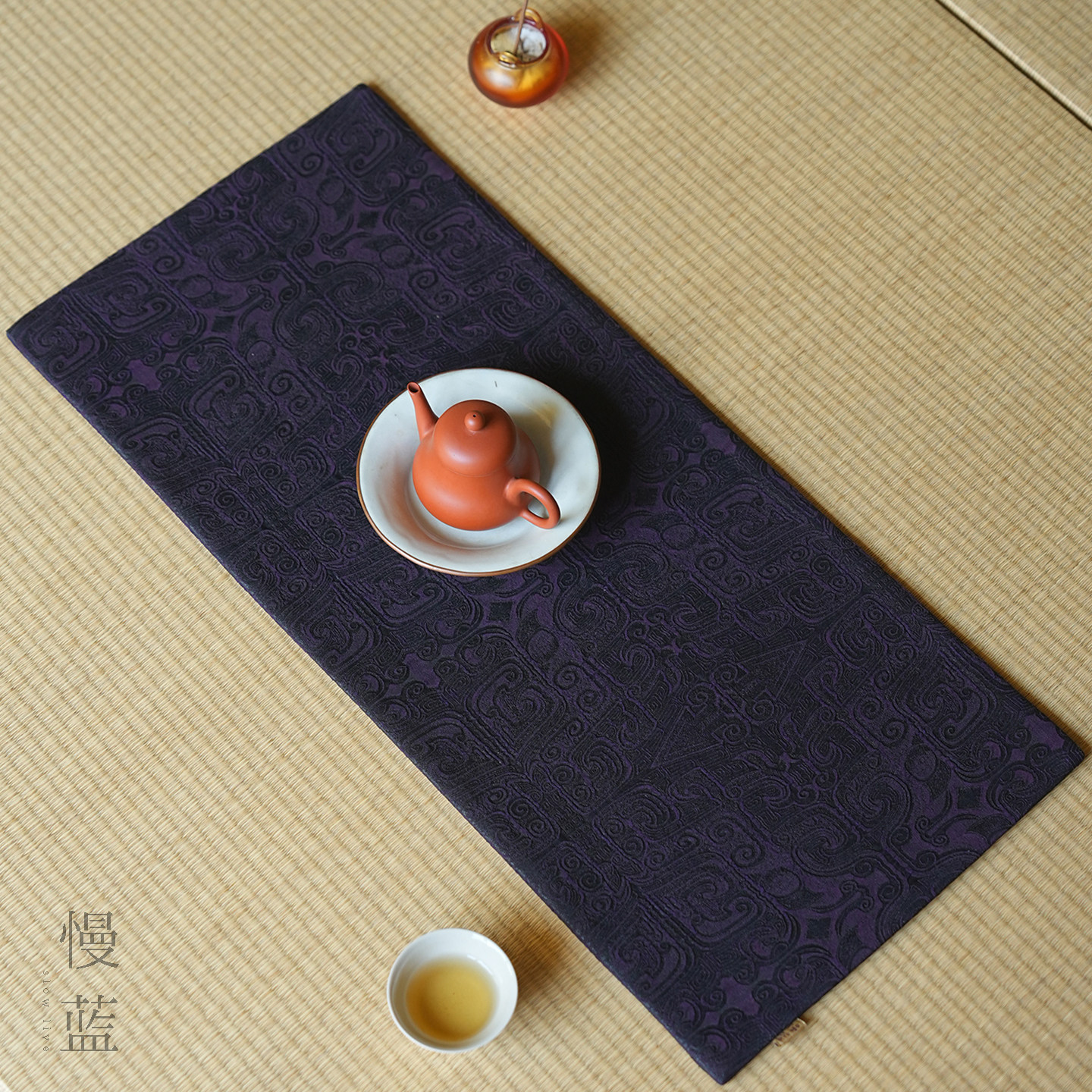 慢蓝 | 青铜饕餮纹双面茶席新中式复古茶室家用茶桌垫禅意干泡席,居家布艺,茶席,淘宝优惠券,粉丝福利购,淘宝优惠卷