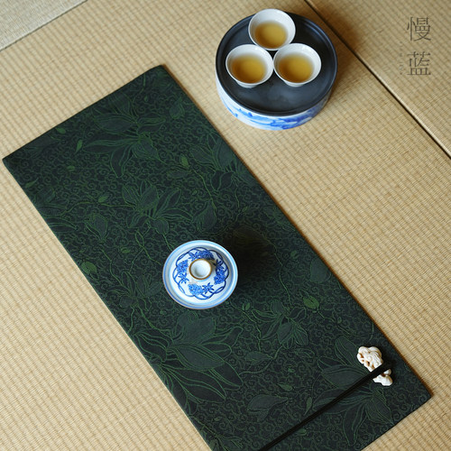 慢蓝香云纱茶室家用双面茶席