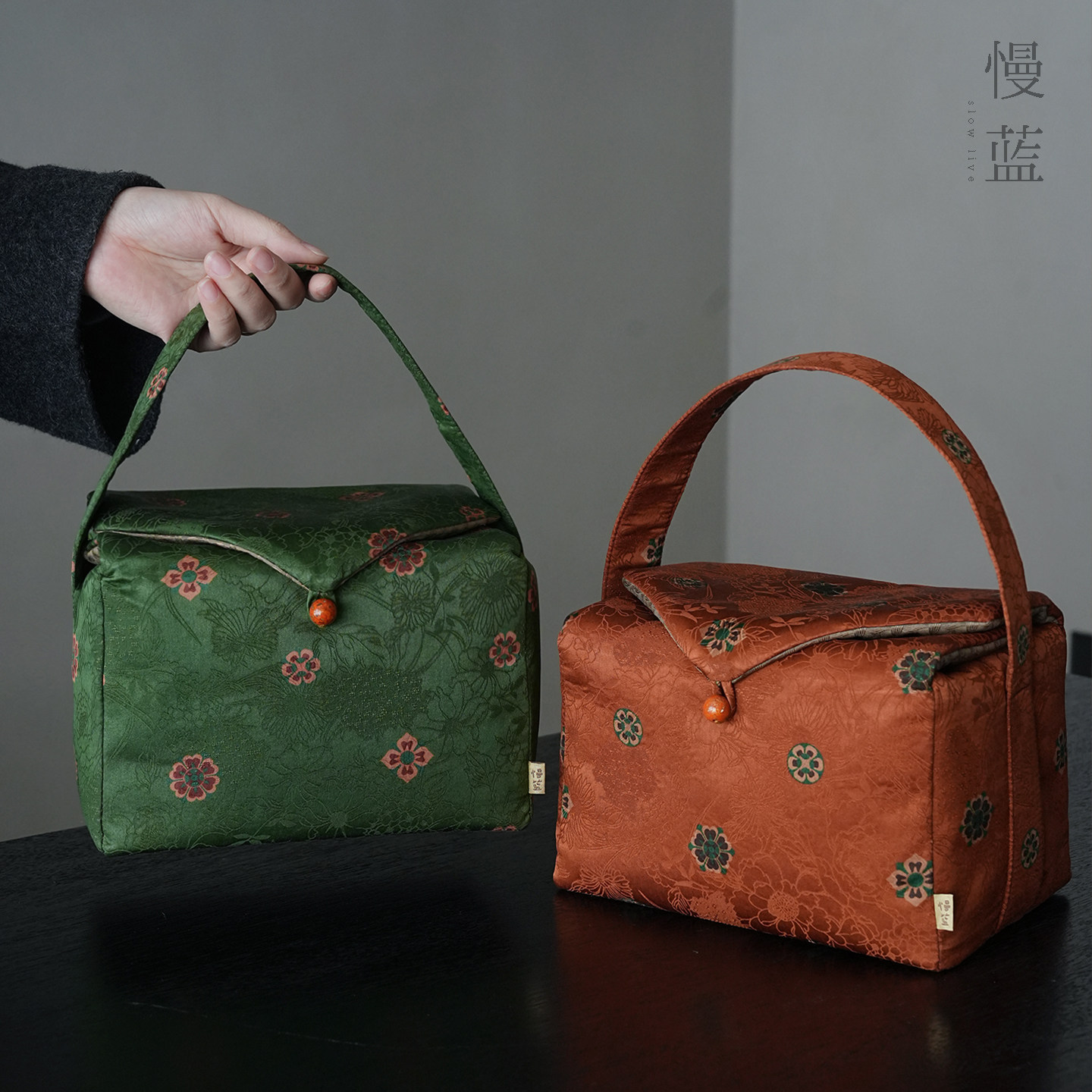 团花宝相纹系列香云纱茶席茶事包图片