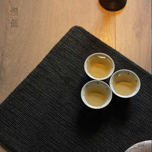 慢蓝茶席星砾玄影双面真丝香云纱红云纱茶席中式 复古禅意茶桌布艺