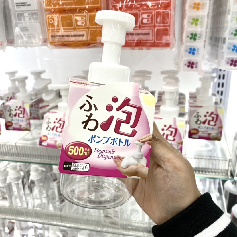 日本大创daiso起泡瓶按压慕斯瓶洗面奶洗发水沐浴露打泡瓶500ml-封面