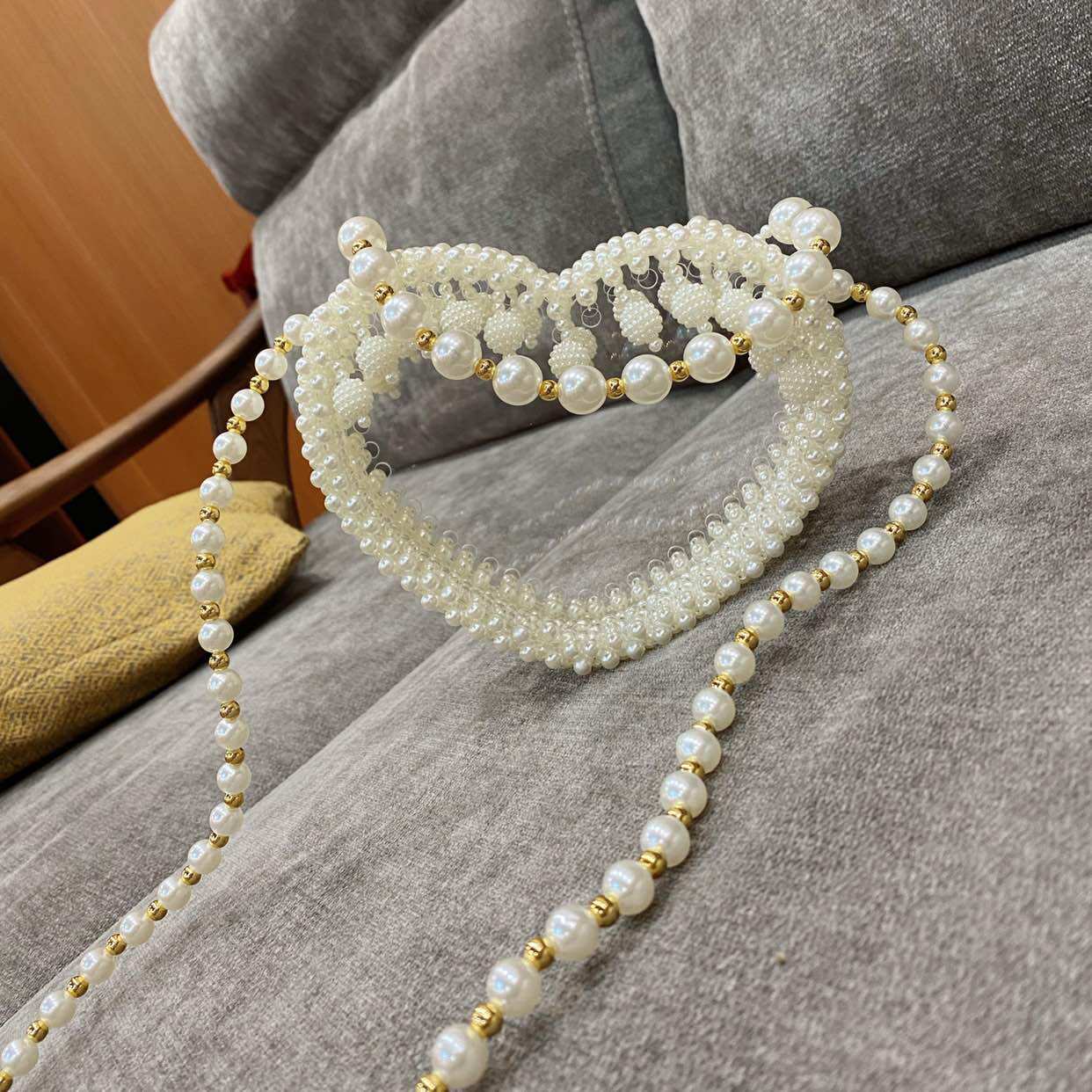 珍珠包包散珠编织泫雅风心形包仙女斜挎手提包手工串珠diy材料包