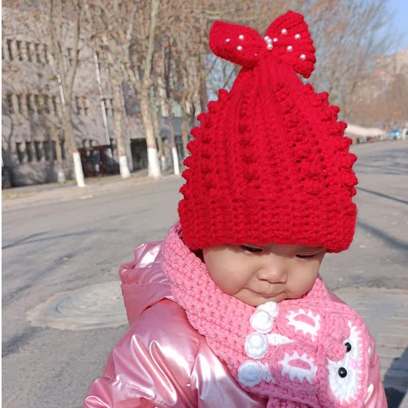 YIAN LIFE MUSEUM DIY HAND-WOVEN ADULT AND CHILDRENS BOW BEANIE HAT MATERIAL PACKAGE WARM WOOLEN HAT