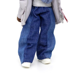 阿巳23牛仔格纹直筒日常宽腿长裤拼接牛仔裤妖精北冥出逃大12分