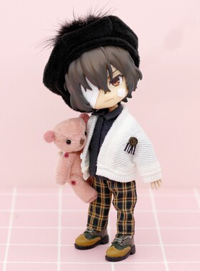 ob11mollyP9学院风针织开衫毛衣外套娃娃衣服12分bjd GSC美结猪