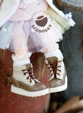 ob1124拼色工装靴马丁靴皮鞋gsc素体bjd娃娃mico圆糕美结猪娃鞋靴