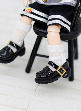 ob11gsc粘土人学院风制服鞋英伦风复古平底皮鞋12分bjd娃娃鞋子