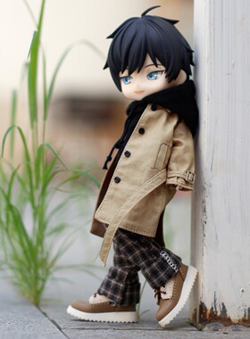 ob11P9英伦风阿巳2娃衣系扣长风衣外套大衣娃衣服12bjd素体粘土人