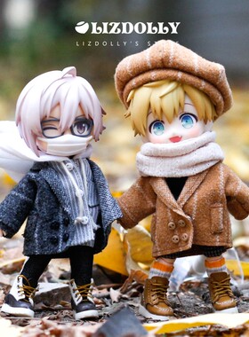 ob11molly冬日呢子大衣娃衣外套帽子套装娃娃衣服12分bjd GSC素体