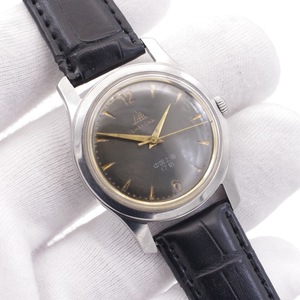二手国产原装上海牌A611全钢黑盘手卷手动机械男古董老手表