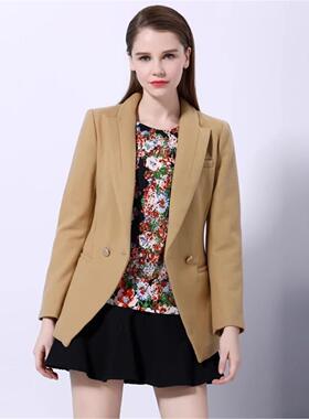 秋水伊人冬装女装简约优雅OL韩版修身毛呢大衣外套F045