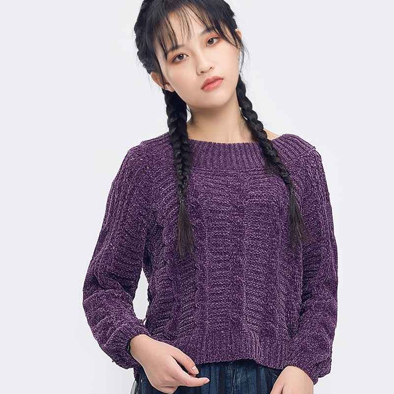 艾格冬季时尚百搭纯色套头针织衫